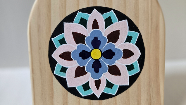 불화 연화 문양 미니 우드 거울